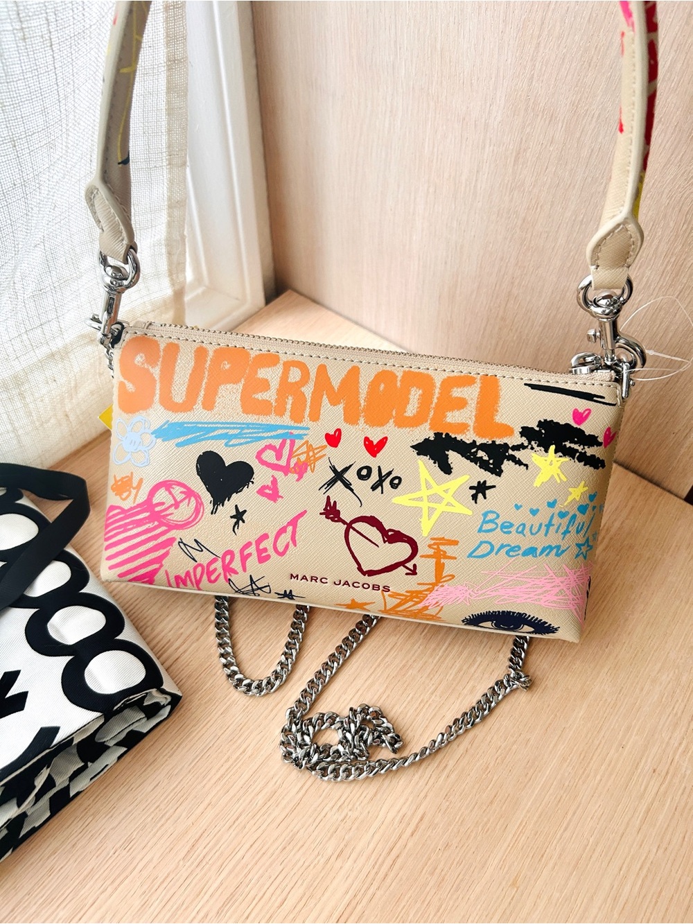 NWT💋Marc Jacobs The Punk Scribble Snapshot Convertible Shoulder Bag Chain Tattoo - Picture 5 of 8